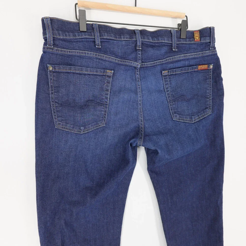7 For All Mankind Standard Jeans Mens 40 Blue Dark Wash Button Fly Straight Leg